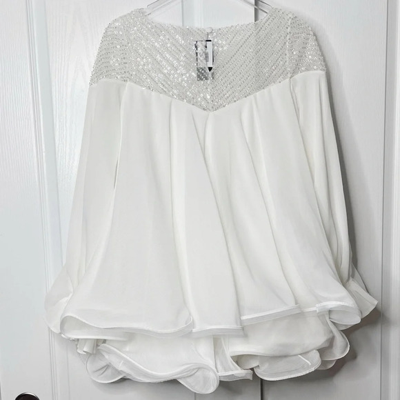 NWT RIME ARODAKY Mar ruffle bead-embellished tulle silk-organza dress Size Small - Picture 6 of 16